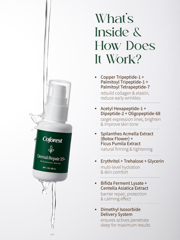 Dermal Repair 25+ Face SerumWith Peptides | Fights early Signs of Ageing | Skin Renewal, Firming | For All Skin Types - 20g