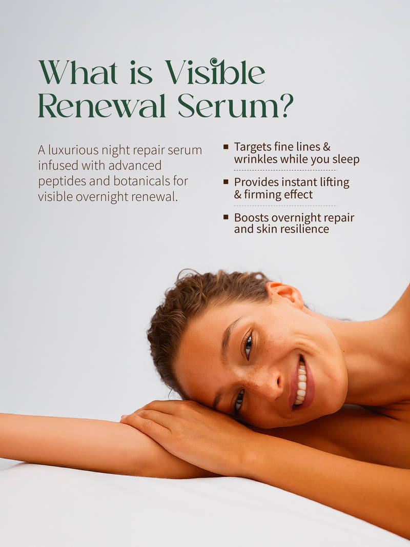 Visible Renewal Face SerumFor Nighttime Skin Repair | With Peptides & Botanical Firming Actives – Reduces Fine Lines & Smooths Texture - 20g