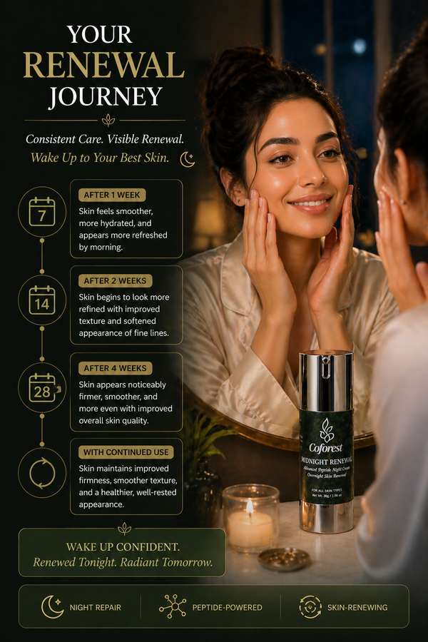 Midnight Renewal Face Cream Advanced Peptide Night Cream with with Copper Tripeptide-1 & Retinol | Deep Repair, Overnight Renewal, Rested Skin by Morning - 30g
