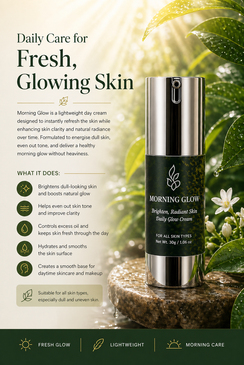 Morning Glow Day Cream With Niacinamide, Hyaluronic Acid, Centella Asiatica | Lightweight, Long-Lasting Hydration | For Clearer, Brighter-Looking Complexion - 30g