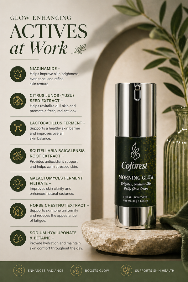 Morning Glow Day Cream With Niacinamide, Hyaluronic Acid, Centella Asiatica | Lightweight, Long-Lasting Hydration | For Clearer, Brighter-Looking Complexion - 30g