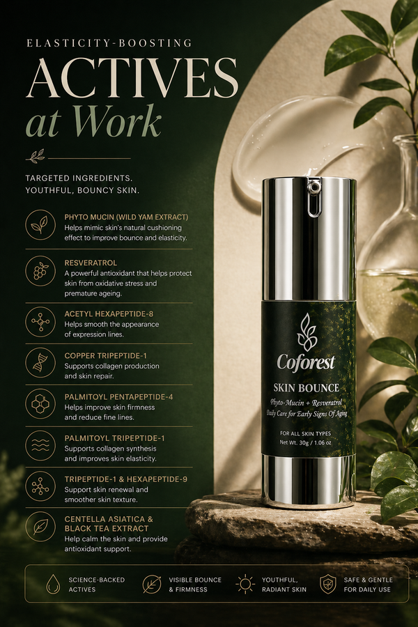 Skin Bounce Face Cream With Peptides, Phyto Mucin & Resveratrol | Plump, Resilient, Youthfully Bouncy Skin | Anti-Aging, Hydrating, Helps Smoothen Finelines - 30g