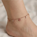 Sterling Silver Rose Gold Plated Pink Heart Charm Anklet Jewellery