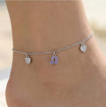 Sterling Silver Layered Musical Note and Heart Anklet Silver Finish Jewellery