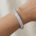 Sterling Silver Double Row Hinged Bangle High Polish Rhodium Finish Jewellery