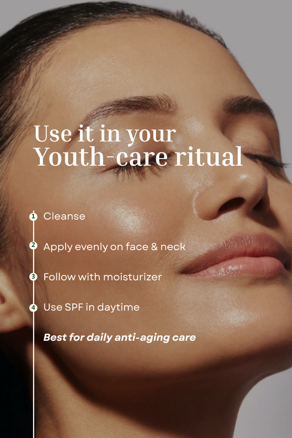 Eternal Youth Face Serum Peptides, Probiotics, Hyaluronic Acid | Wrinkle Reduction, Fights Aging & Restores Youthful Skin | For Mature Skin - 20g