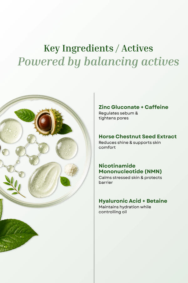 Clear Balance Face Serum Balances Oil, Refines Pores & Reduces Breakouts | For Oily, Combination and Acne-Prone Skin | Sebum Control, reduces Acne - 20g