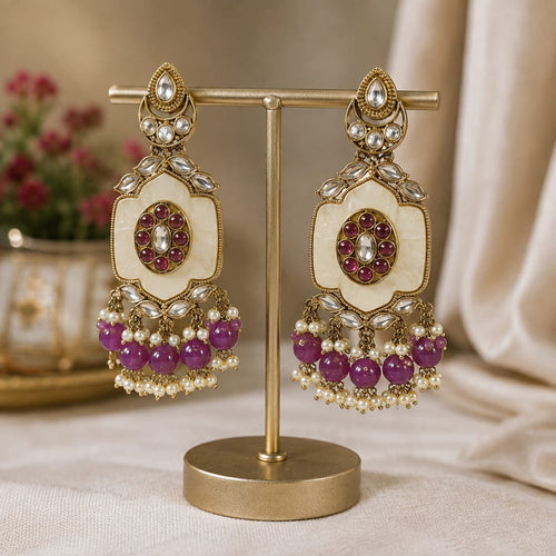 Lavender Majesty Kundan Earrings