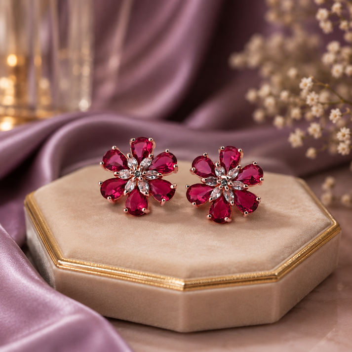 Ruby Blossom Studs