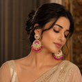 Saanjali Kundan Rani Pink Danglers